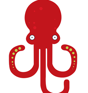 Red Octopus Slim Boat Decal #36