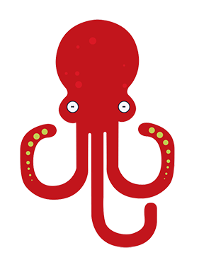 Red Octopus Slim Boat Decal #36