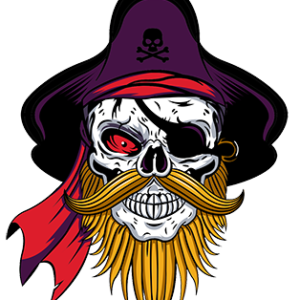 Pirate Skeleton Head Beard Boat Decal #42