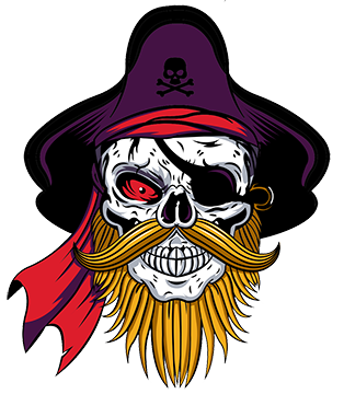 Pirate Skeleton Head Beard Boat Decal #42