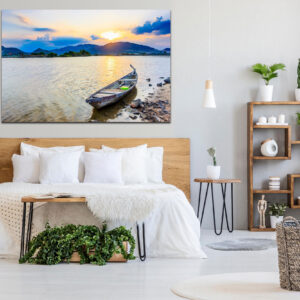 Dawn Lake Canoe Wall Art Decor