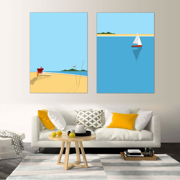 Set of 2 Summer Beach I Canvas Minimalist Wall Art Decor