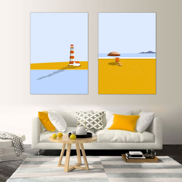 Set of 2 Summer Beach II Canvas Minimalist Wall Art Decor