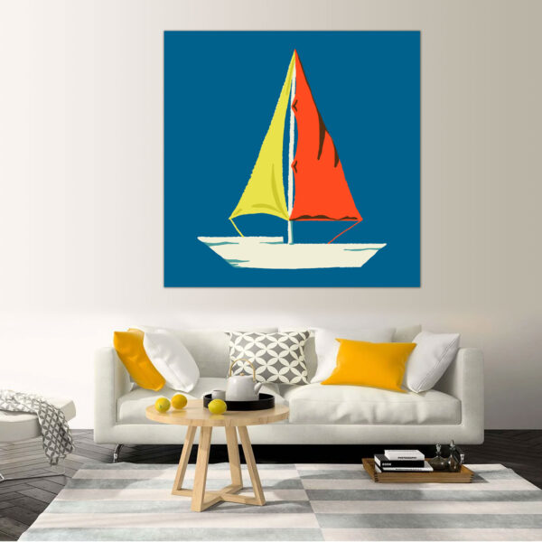 Tropical Sailboat Color Minimalist Wall Art Decor