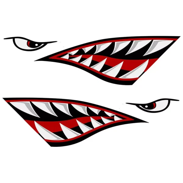 Pair of Shark Teeth Mouth Reflective Decals