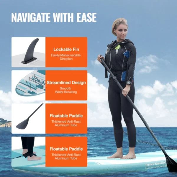 Inflatable Stand Up Paddle Board 11' Sup Surf Board with Paddle Accessory - Image 6